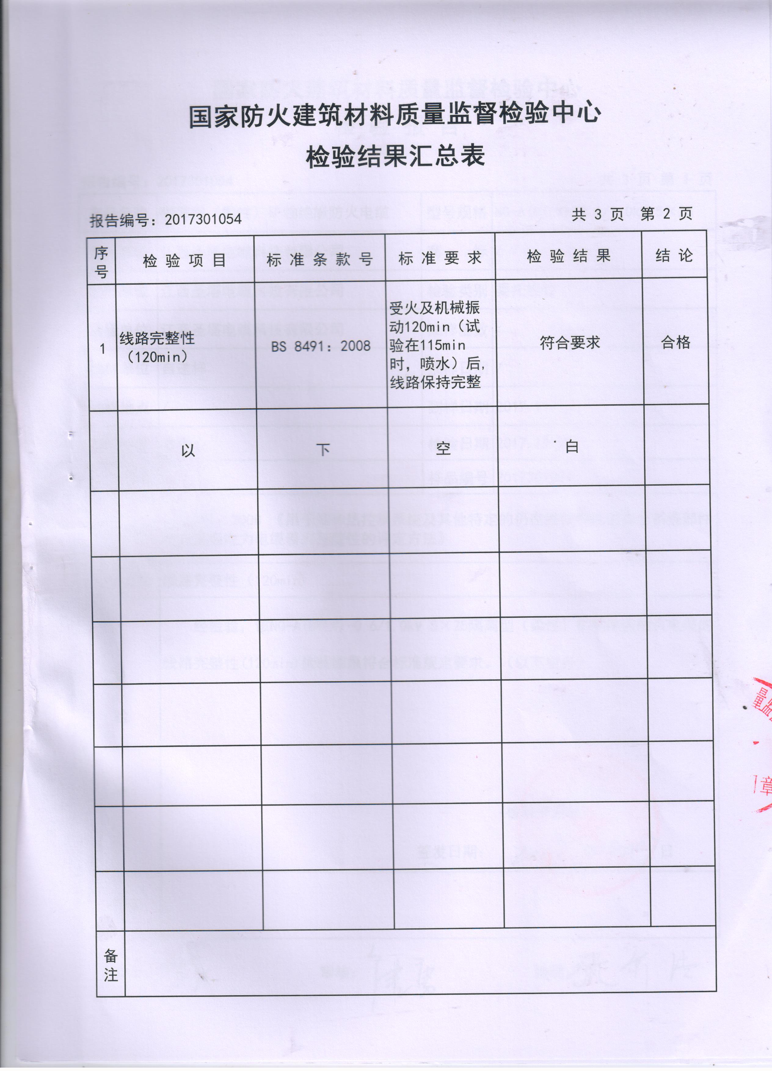 防火电缆检测报告NG-A